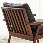 Кресло c каркасом из массива дерева и мягкой кожаной обивкой Walnut Armchair варинант исполнения - 9 | Loft Concept в Уфе