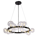 Люстра круглая подвесная с 15-ю прозрачными шарообразными плафонами из стекла Iona chandelier варинант исполнения - 8 | Loft Concept в Уфе