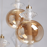 Люстра с плафонами из прозрачного и янтарного стекла в виде шаров и ромбов Gabriel Scott Luna варинант исполнения - 9 | Loft Concept в Уфе