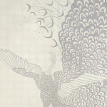 Обои ручная роспись в стиле Арт-деко Whistler Peacocks Special Colourway on 12 Carat White Gold gilded silk варинант исполнения - 2 | Loft Concept в Уфе