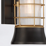 Настенный фонарь цилиндрической формы с рифленым стеклом в золотом каркасе на черном прямоугольном основании Eurofase варинант исполнения - 14 | Loft Concept в Уфе