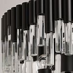 Люстра круглая из матового черного металла с подвесками из прозрачных стеклянных трубок Noir Tubes варинант исполнения - 7 | Loft Concept в Уфе