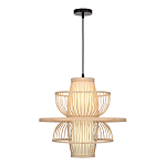 Подвесной светильник фигурный из деревянных прутьев с плафоном из натуральной ткани Light Inside the Cell варинант исполнения - 1 | Loft Concept в Уфе