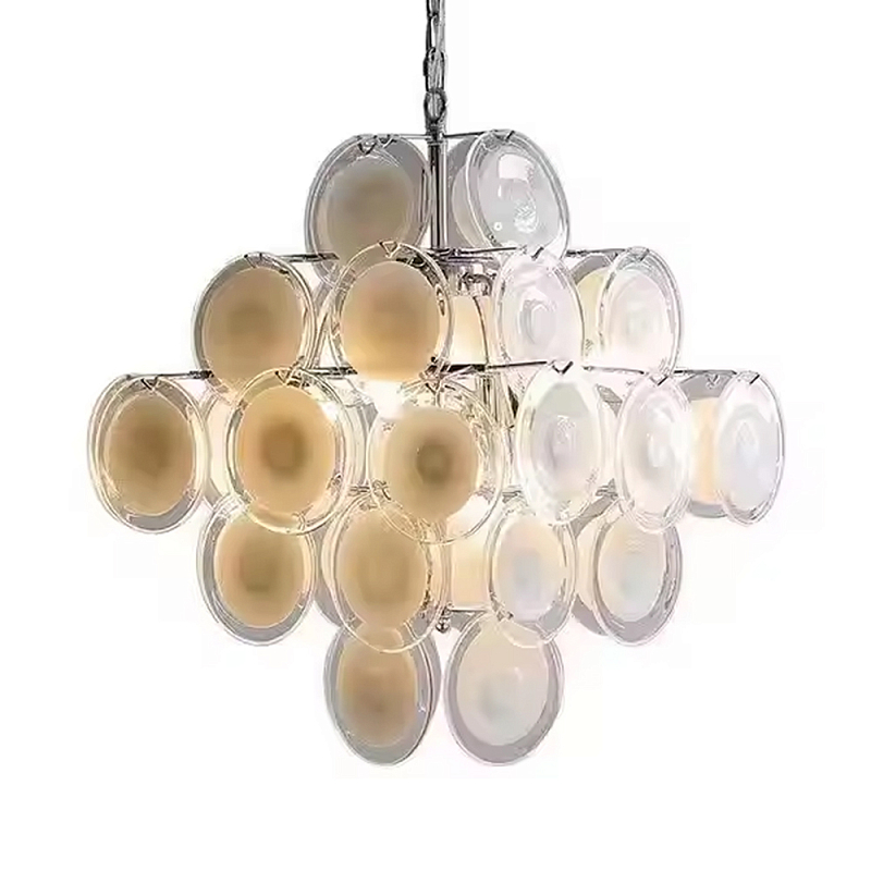 Люстра с каскадом из круглых декоративных элементов White Clear Glass Chandelier Белый Хром Прозрачный Люстра с каскадом из круглых декоративных элементов White Clear Glass Chandelier Белый Хром Прозрачный в Уфе | Loft Concept