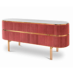 Дизайнерский комод овальный с розовой бархатной обивкой Edith варинант исполнения - 1 | Loft Concept в Уфе