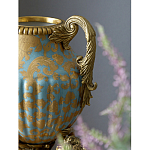 Ваза голубого цвета из фарфора с золотым растительным орнаментом и бронзовыми фигурками женщин Eden Garden porcelain and bronze варинант исполнения - 8 | Loft Concept в Уфе