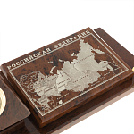 Настольный письменный набор с часами в виде пирамиды из природного камня обсидиана Pyramid of Time варинант исполнения - 4 | Loft Concept в Уфе