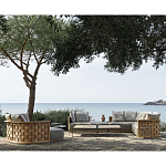 Дизайнерский уличный диван из массива дерева с плетеной спинкой PALINFRASCA Sofa варинант исполнения - 3 | Loft Concept в Уфе