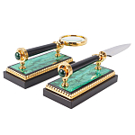 Настольный письменный набор из малахита и долерита с декором в виде герба России Leader Organizer варинант исполнения - 5 | Loft Concept в Уфе