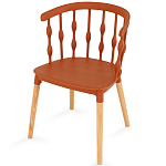 Пластиковый стул на ножках из массива бука Ferret Spiral Brown варинант исполнения - 7 | Loft Concept в Уфе