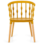 Пластиковый стул на ножках из массива бука Ferret Spiral Mustard варинант исполнения - 2 | Loft Concept в Уфе