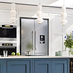 Подвесной светильник белого цвета с тремя геометрическими плафонами Alora Mood варинант исполнения - 12 | Loft Concept в Уфе