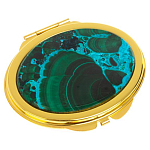 Зеркало карманное складное овальное из натурального камня Малахит с Хризоколлой Gold Stone Mirrors варинант исполнения - 1 | Loft Concept в Уфе