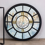 Зеркало настенное в чёрной металлической раме в виде часов Mirror Tower Clock варинант исполнения - 3 | Loft Concept в Уфе