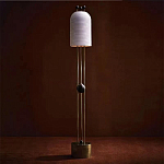 Торшер с белым фактурным абажуром и декором из черных сфер Echoes of Light варинант исполнения - 1 | Loft Concept в Уфе