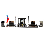 Настольный письменный набор с часами из природного камня обсидиана Team leader варинант исполнения - 1 | Loft Concept в Уфе