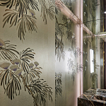 Обои ручная роспись Silk Tree Original colourway on White Metal gilded paper варинант исполнения - 2 | Loft Concept в Уфе