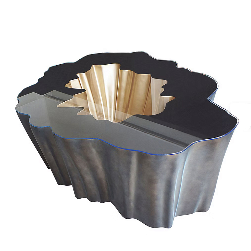 Кофейный стол Burl Exotic tree Coffee Table Brown Серый Черный Золотой в Уфе | Loft Concept 