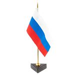 Флагшток настольный с флагом России из камня обсидиан Stone Flagpole варинант исполнения - 2 | Loft Concept в Уфе