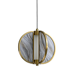 Подвесной светильник с круглым плафоном из искусственного алебастра в бронзовой оправе Marbella варинант исполнения - 1 | Loft Concept в Уфе