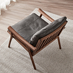 Кресло c каркасом из массива дерева и мягкой кожаной обивкой Walnut Armchair варинант исполнения - 3 | Loft Concept в Уфе