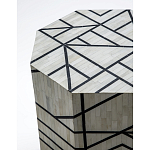 Приставной столик с инкрустацией Black and White Geometry bone bedside table варинант исполнения - 1 | Loft Concept в Уфе