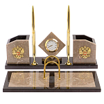 Настольный письменный набор из бежевого мрамора с часами Marble Accessory варинант исполнения - 1 | Loft Concept в Уфе