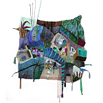 Панно гобелен яркие Пространство-Время TimeSpace Blue варинант исполнения - 2 | Loft Concept в Уфе