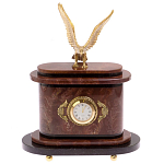 Часы настольные бронзовые из натурального камня Лемезит с декором в виде горного орла Eagle Stone Clock варинант исполнения - 1 | Loft Concept в Уфе