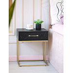 Приставной столик с резным узором на выдвижном ящике Black Table Carved Pattern варинант исполнения - 8 | Loft Concept в Уфе