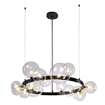 Люстра круглая подвесная с 15-ю прозрачными шарообразными плафонами из стекла Iona chandelier варинант исполнения - 7 | Loft Concept в Уфе
