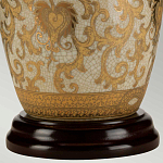 Настольная лампа с фарфоровым основанием с декоративным орнаментом и белым абажуром на темной круглой подставке Elstead Lighting варинант исполнения - 9 | Loft Concept в Уфе