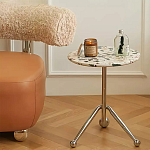 Дизайнерский журнальный стол с круглой столешницей на изогнутых стальных ножках Obafaby варинант исполнения - 1 | Loft Concept в Уфе