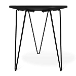 Стол журнальный с круглой столешницей из стекла на 3-х черных ножках Beige Marble варинант исполнения - 4 | Loft Concept в Уфе