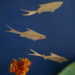 Обои с вышивкой ручной работы Deco Fish Aurum colourway on Caribbean Sea slub silk варинант исполнения - 1 | Loft Concept в Уфе