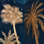 Обои с вышивкой ручной работы Deco Palms Original colourway on velvet варинант исполнения - 3 | Loft Concept в Уфе