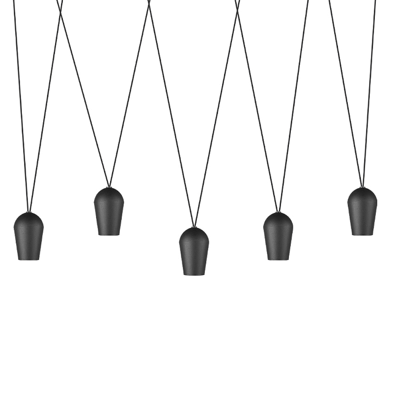 Подвесной светильник черными плафонами на длинных пересекающихся тросах Construction Черный в Уфе | Loft Concept 