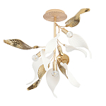 Люстра потолочная с белыми матовыми и золотыми глянцевыми листьями Wintery flovers варинант исполнения - 1 | Loft Concept в Уфе