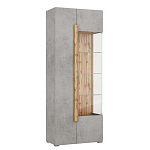 Шкаф-витрина с фасадом цвета серый бетон и стеклянными дверками Grace of Furniture варинант исполнения - 2 | Loft Concept в Уфе