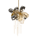 Люстра подвесная со стеклянными плафонами из дымчатого и золотистого с шестью вертикальными подвесками Gilded Mirage  варинант исполнения - 1 | Loft Concept в Уфе