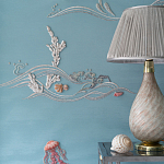 Обои с вышивкой ручной работы Amami Waves Moonbeam colourway on silk moire варинант исполнения - 4 | Loft Concept в Уфе