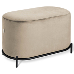 Банкетка овальная бежевый велюр на 4-х металлических ножках черного цвета SANJAY варинант исполнения - 1 | Loft Concept в Уфе