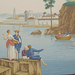 Обои ручная роспись Views of Italy Olive варинант исполнения - 1 | Loft Concept в Уфе