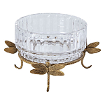 Чаша из прозрачного стекла на бронзовых ножках в виде стрекоз Eden Garden варинант исполнения - 1 | Loft Concept в Уфе