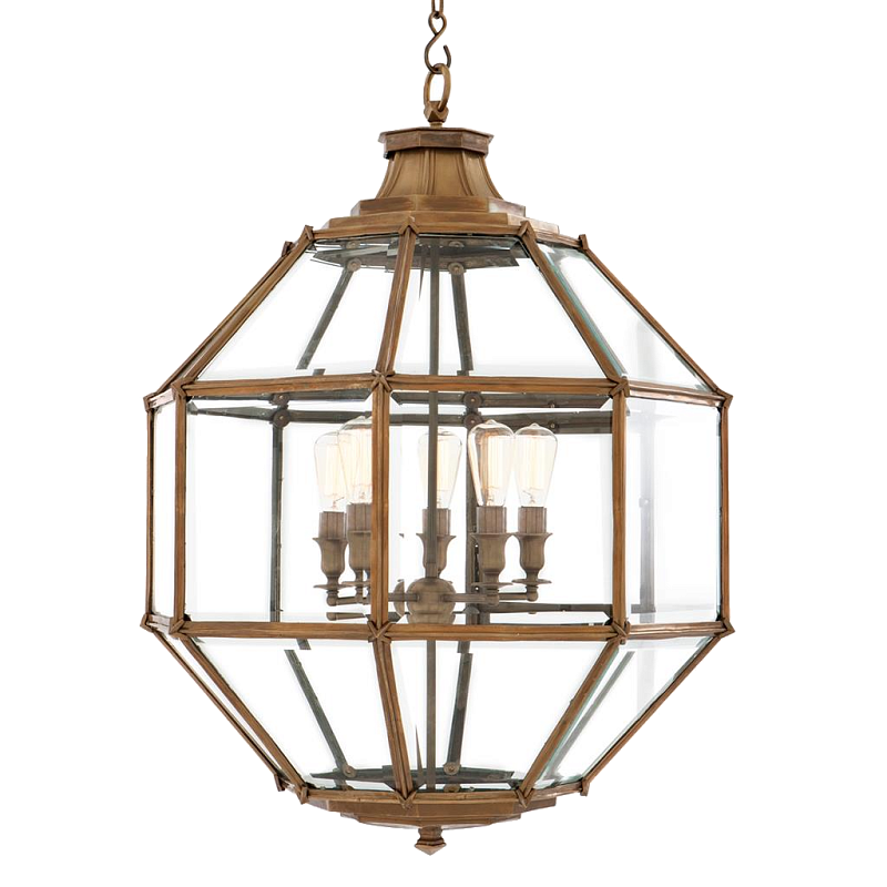 Люстра Lantern Owen Brass L Латунь Прозрачный (Transparent) в Уфе | Loft Concept 