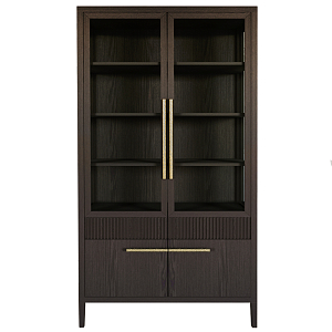 Витрина Primo со стеклянными фасадами и буфетом шпон Темный орех