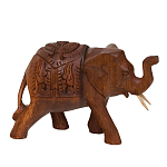 Статуэтка из дерева суар в виде слона в традиционном облачении Little Elephant варинант исполнения - 2 | Loft Concept в Уфе