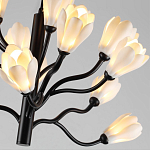 Люстра подвесная черного цвета с ветвями и белыми фарфоровыми цветами Floralis варинант исполнения - 6 | Loft Concept в Уфе