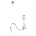 Подвесной светильник с белым текстильным абажуром и изогнутым хрустальным основанием с подвесками Lustre Reverie варинант исполнения - 2 | Loft Concept в Уфе