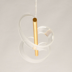 Люстра линейная золотистого цвета с двумя прозрачными волнистыми элементами Wave Line варинант исполнения - 8 | Loft Concept в Уфе